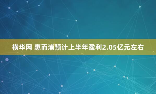 横华网 惠而浦预计上半年盈利2.05亿元左右