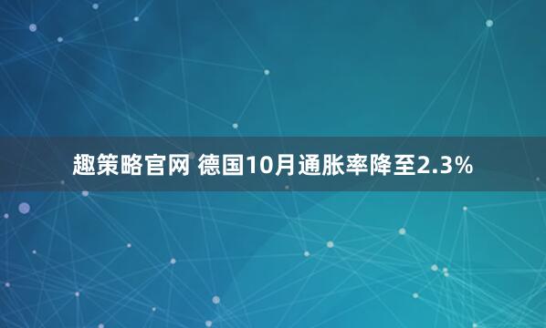 趣策略官网 德国10月通胀率降至2.3%